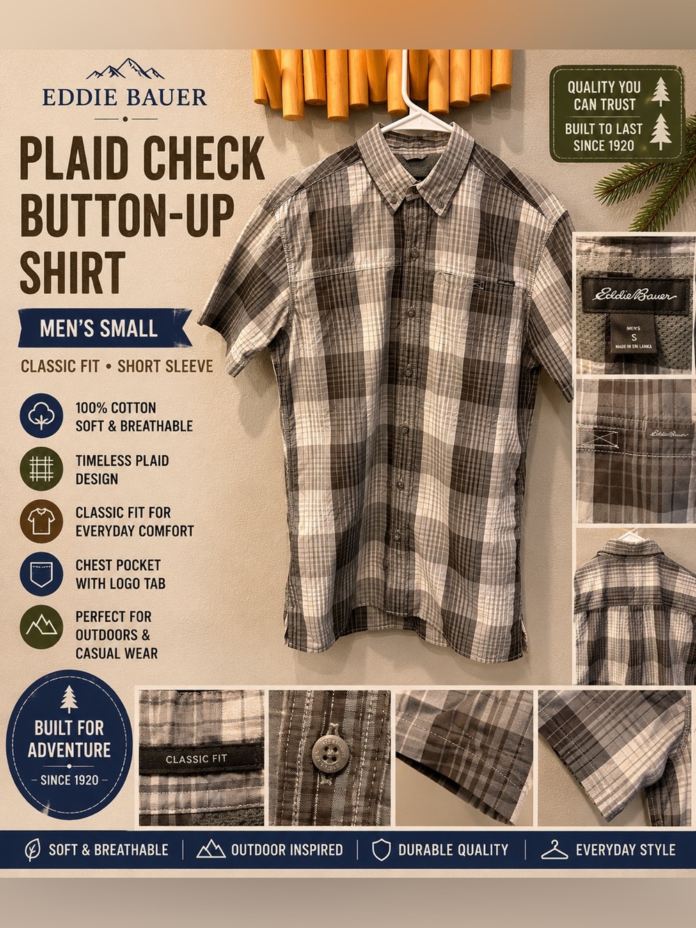Eddie Bauer Plaid Button Up Shirt